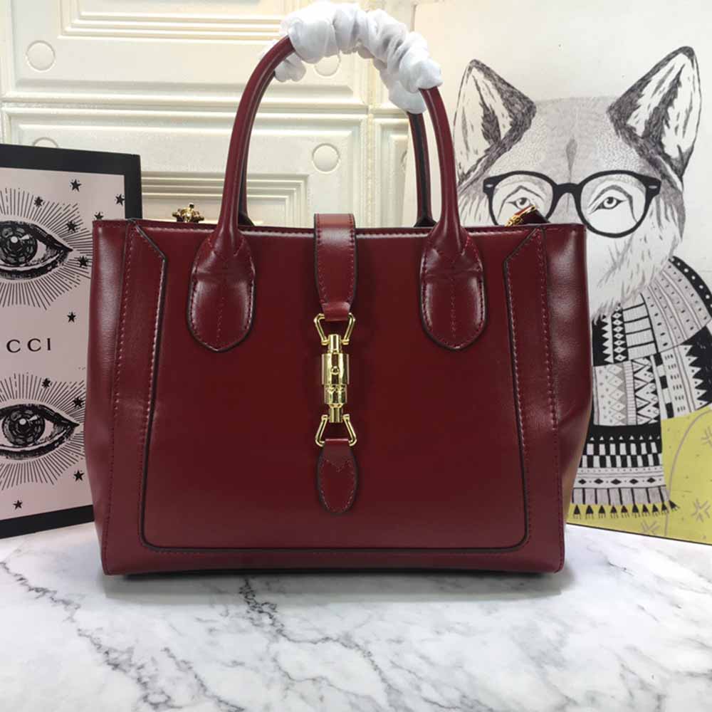 Gucci Jackie 1961 Großer Einkaufstasche 649015 Rot/Schwarz/Grau