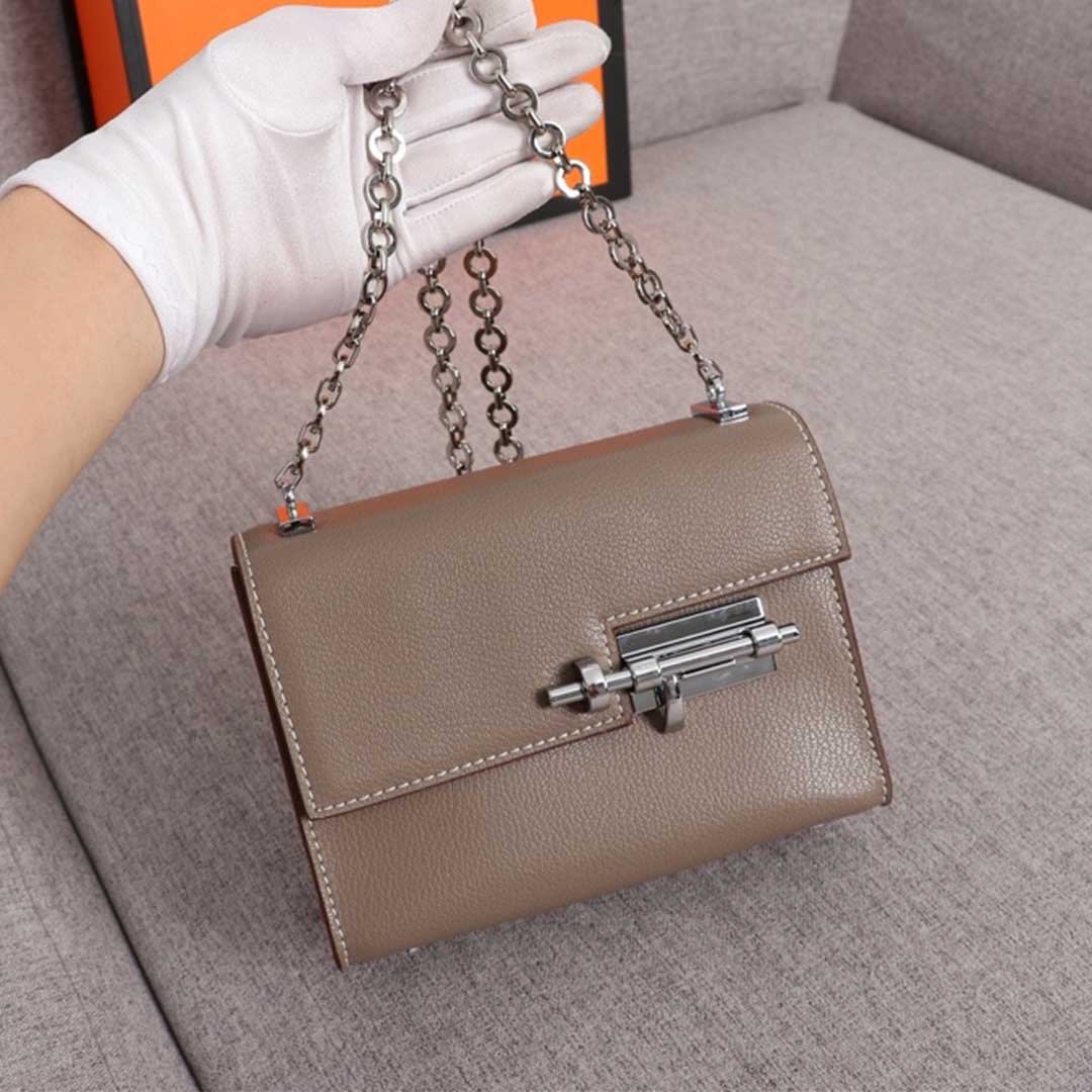 Hermes Verrou Chaine Mini Taschen Beige/Schwarz/braun