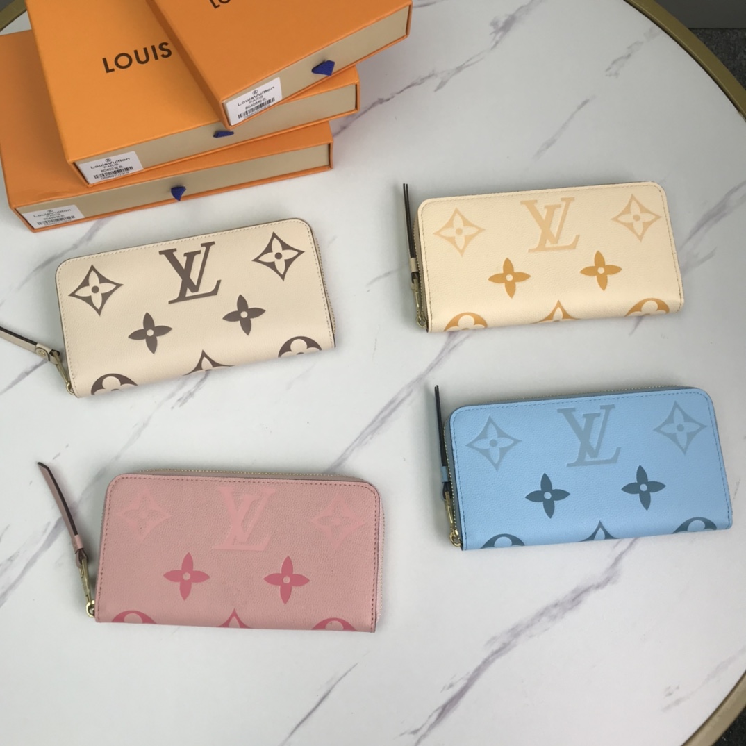 Louis Vuitton Zippy Wallet Pink/Blau/Braun