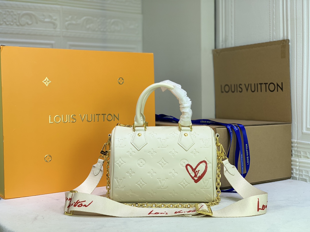 Louis Vuitton Limited Edition Speedy Bandouliere 22 Weiß/Pink