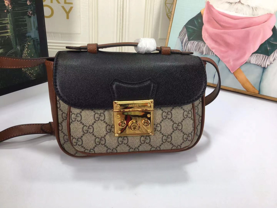 Gucci Vorhängeschloss Mini Tasche Schwarz/Weiß