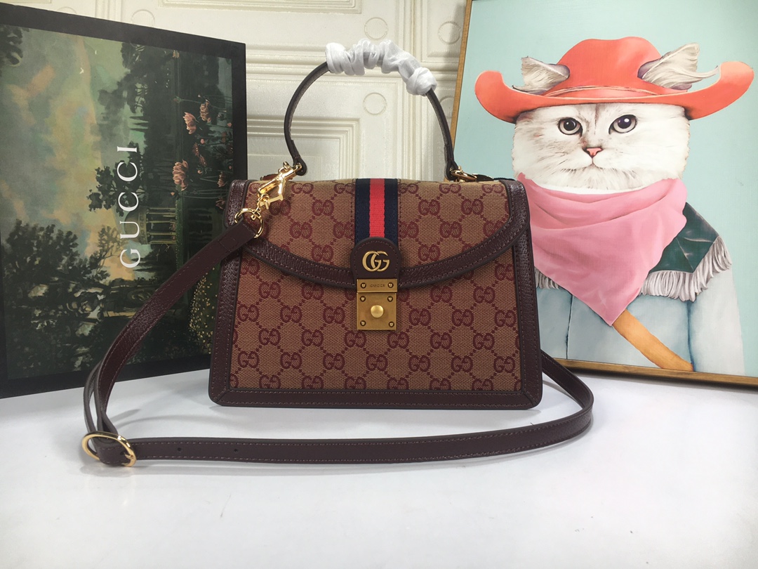 Gucci Ophidia Small Top Handle Tasche mit Web 651055