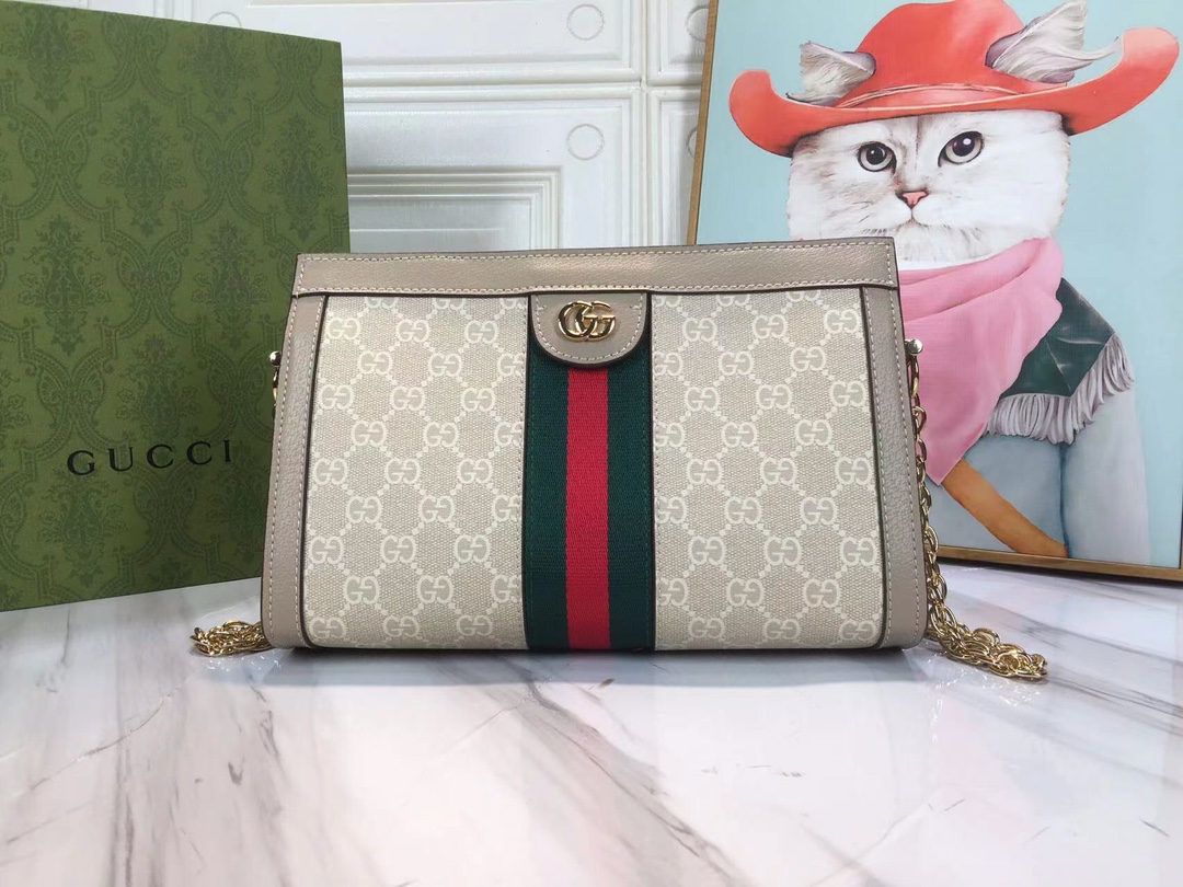 Gucci Ophidia kleiner Umhängetasche Beige/Schwarz