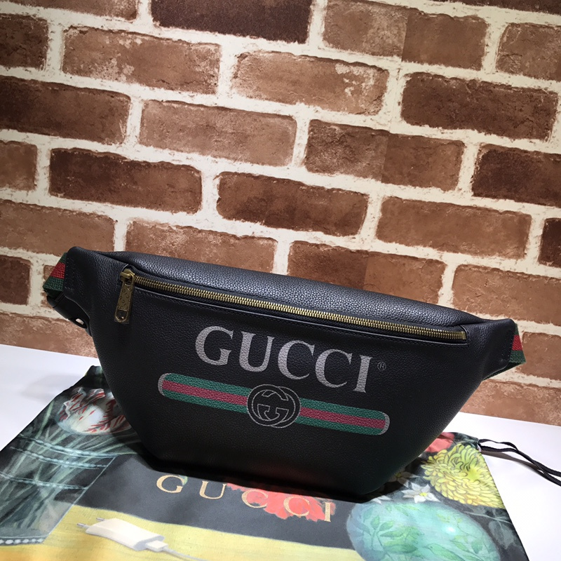 Gucci Ledergürtelbeutel 493869 Schwarz/Weiß