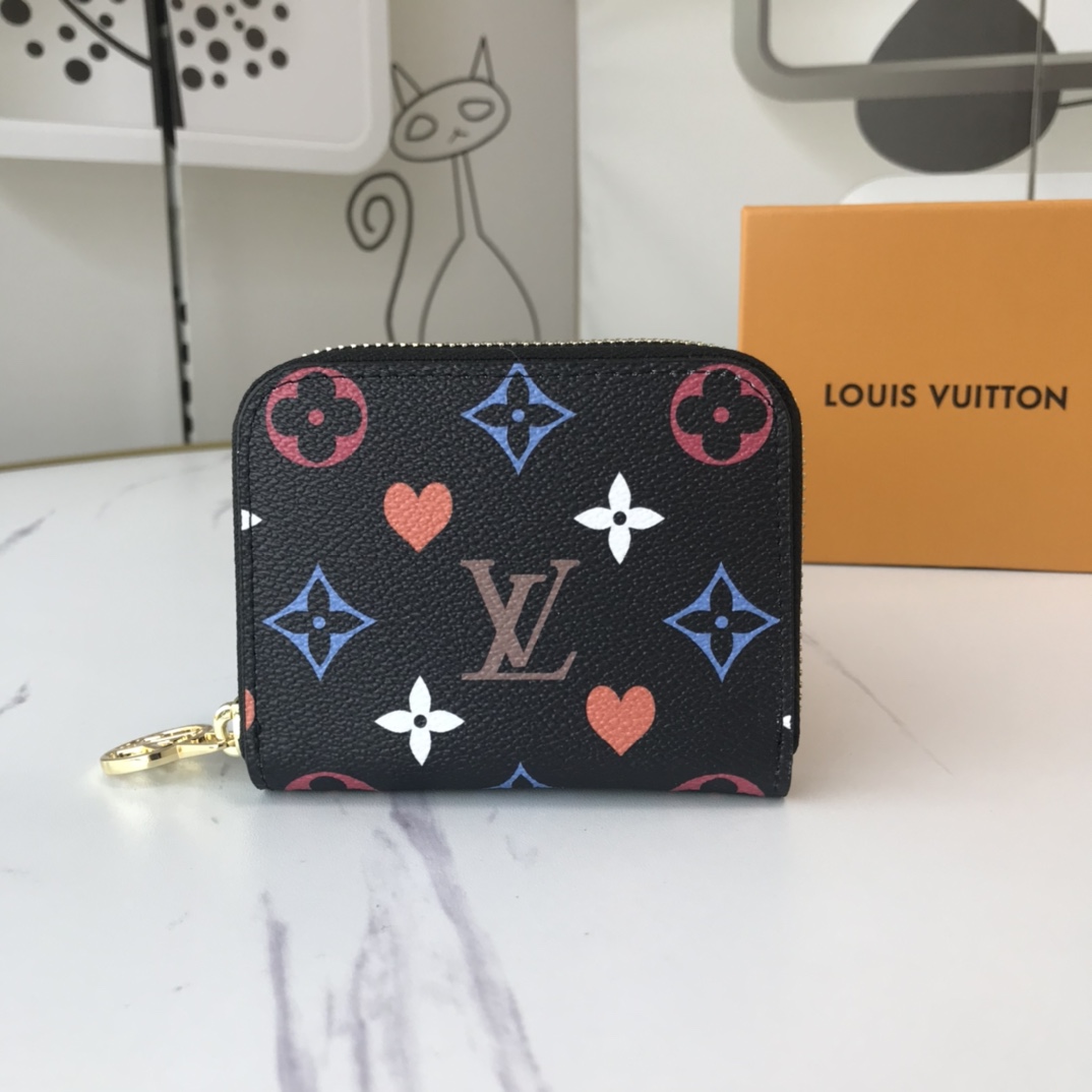 Louis Vuitton Spiel auf der Zippy Coin Geldbörse M80305 Schwarz/Weiß