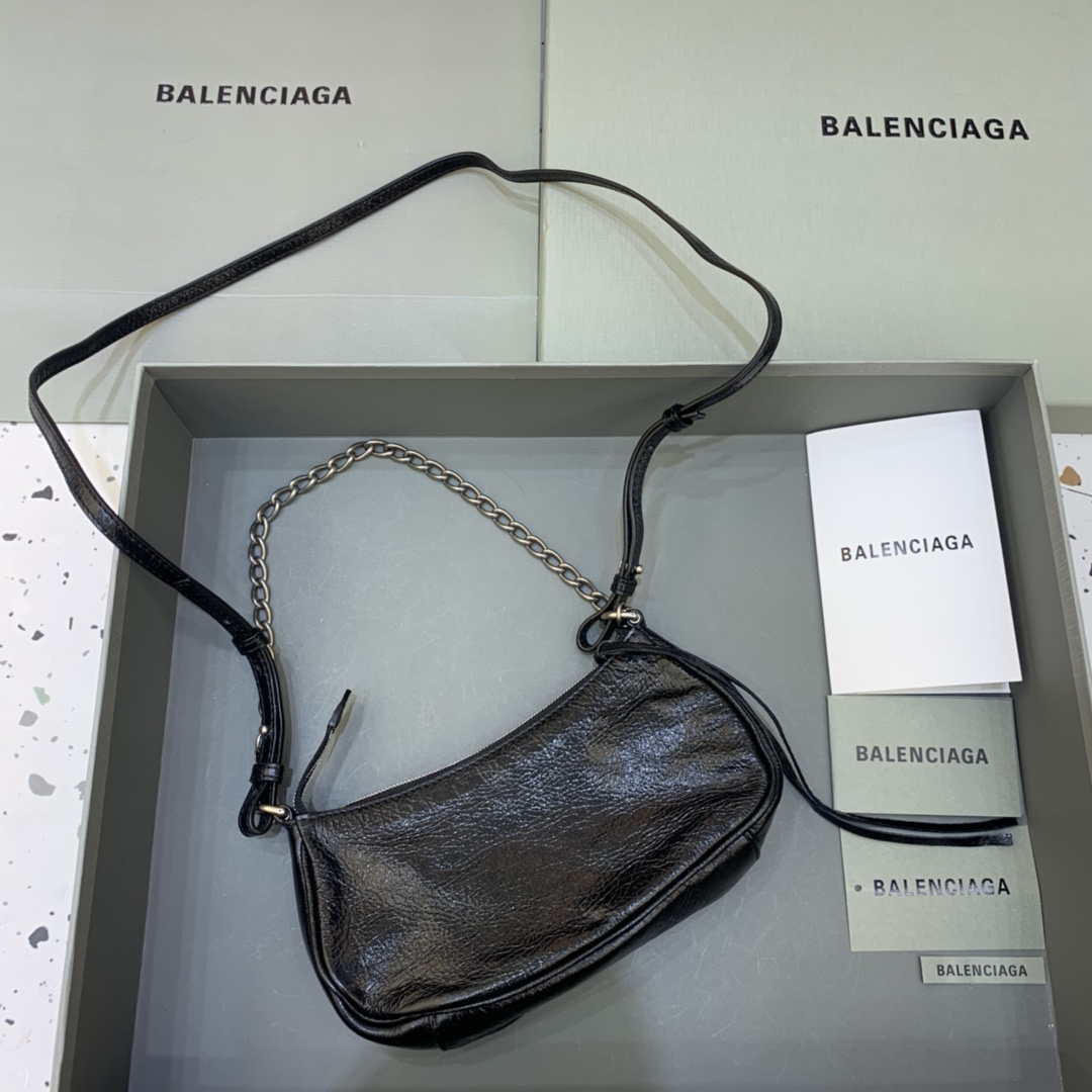 Balenciaga 6940271VG9 Le Cagole Mini Multipouch in der Black Arena Lambsleder