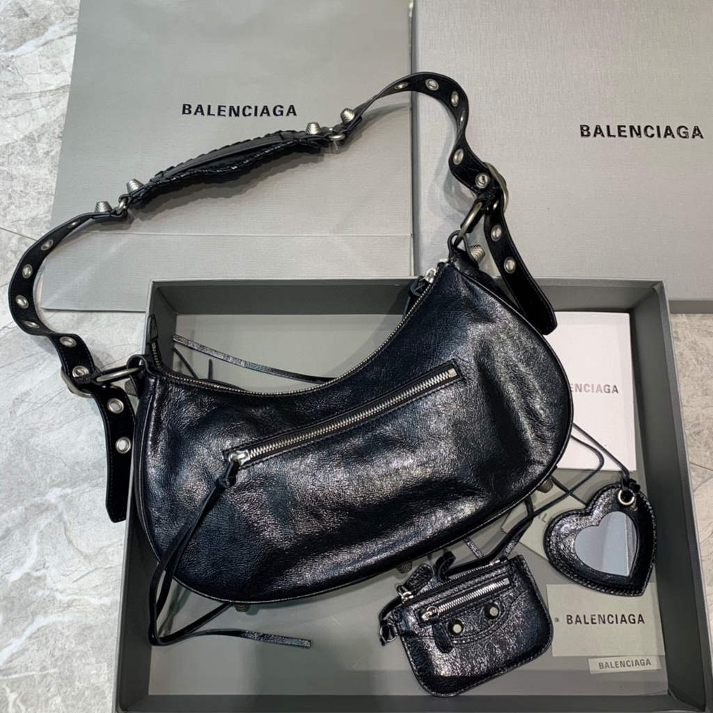 Balenciaga 67130723 Frauen Le Cagole kleine Umhängetaschen Arena Lambskin in Schwarz