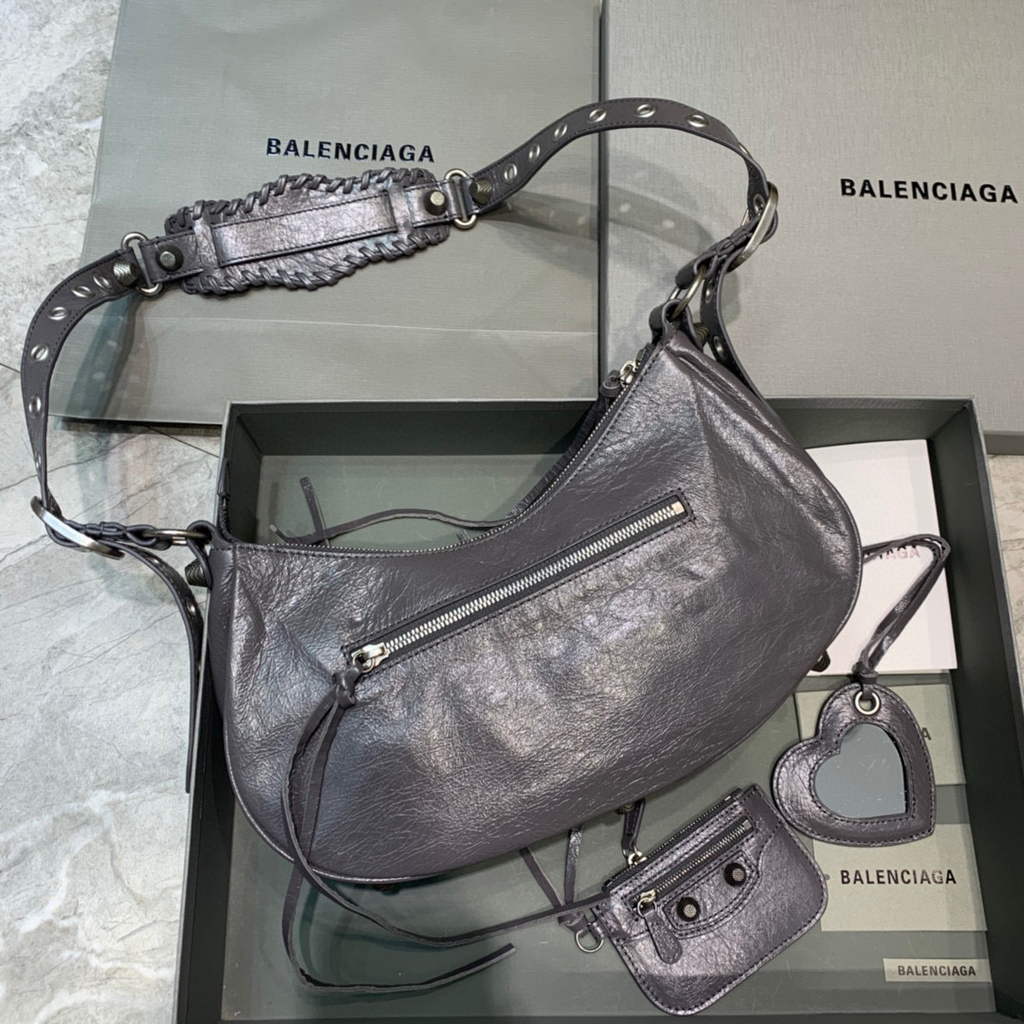 Balenciaga 67130723 Frauen Le Cagole kleine Umhängetaschen Arena Lambskin in Grau