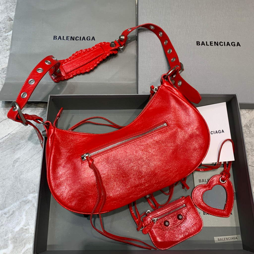 Balenciaga 67130723 Frauen Le Cagole kleine Umhängetaschen Arena Lambskin in rot