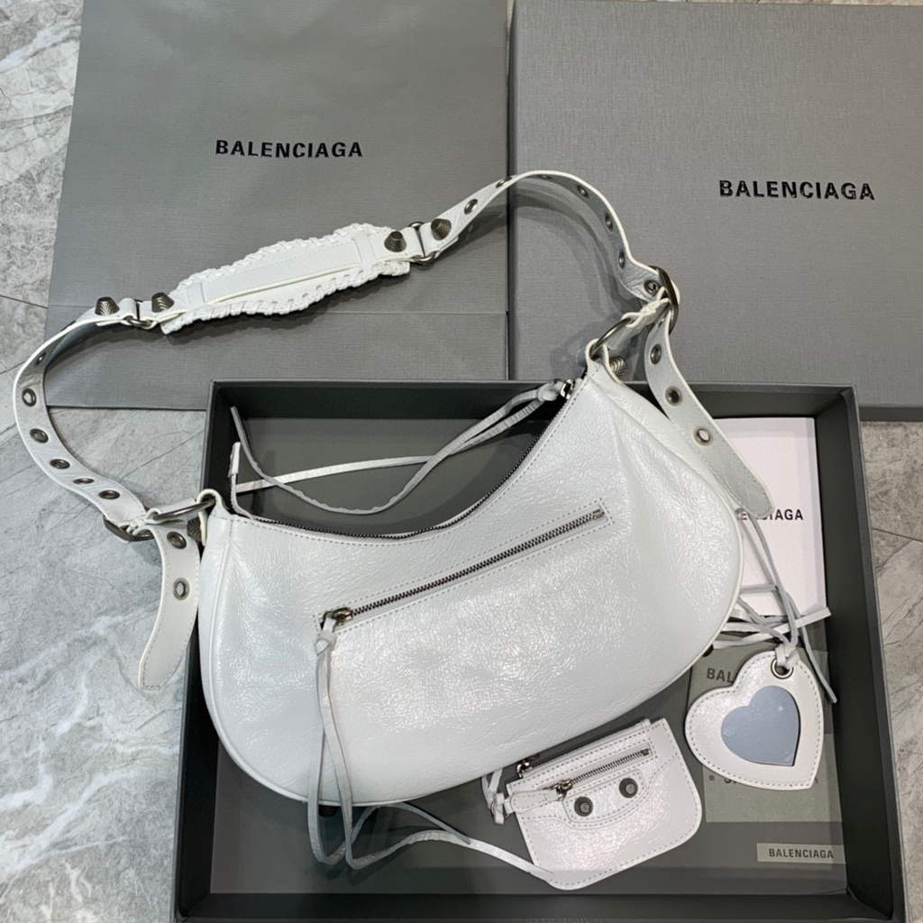 Balenciaga 67130723 Frauen Le Cagole kleine Umhängetaschen Arena Lambskin in Weiß