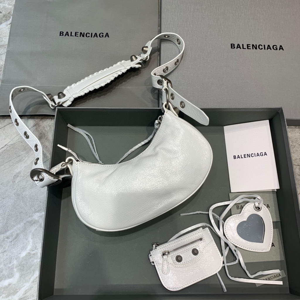 Balenciaga 700940210 Frauen Neo Cagole XS Handtasche in White Arena Lambskin