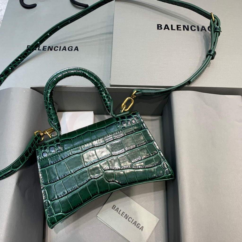 Balenciaga 592833 Sanduhr XS Top Griff Tasche dunkelgrün