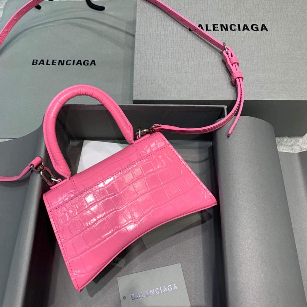 Balenciaga 592833 Hourglas XS Top Griff Tasche Pink