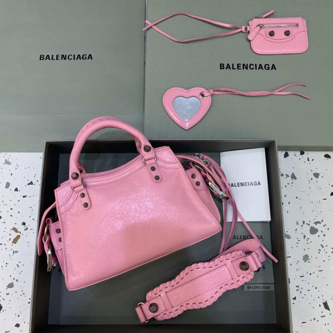 Balenciaga 700940210b Neo Cagole City Handtasche in Pink Arena Lambskin