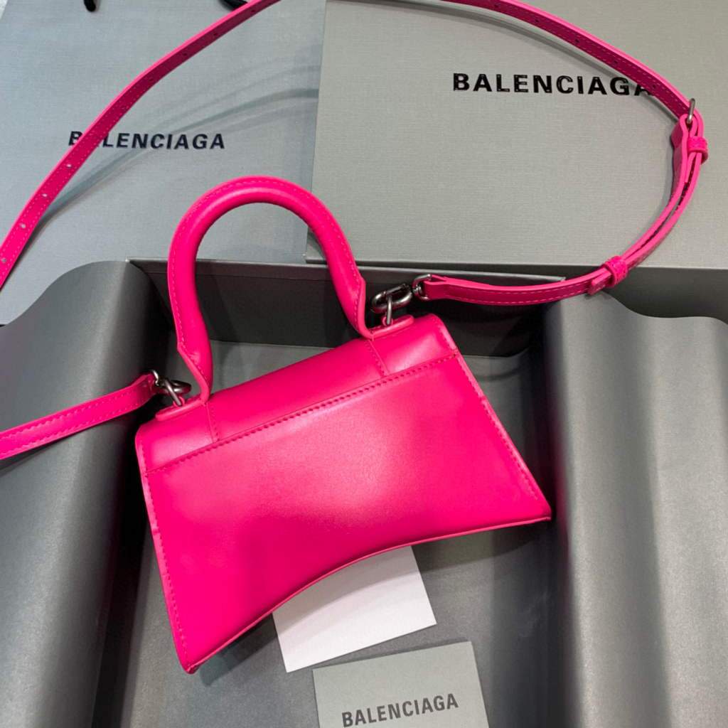 Balenciaga 592833 Sanduhr XS Top Griff Lederbeutel Pflaume