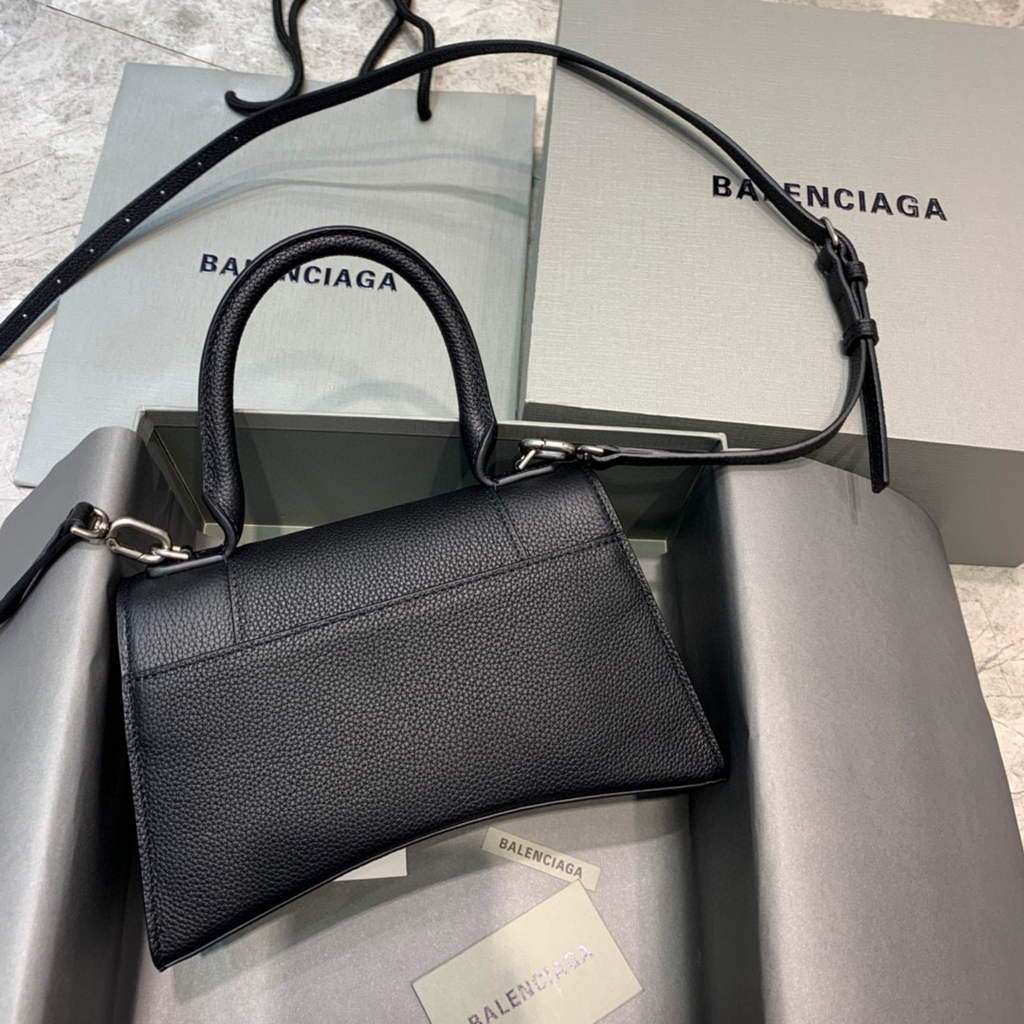 Balenciaga 593546 Hourglas kleiner oberer Griffbeutel Schwarz