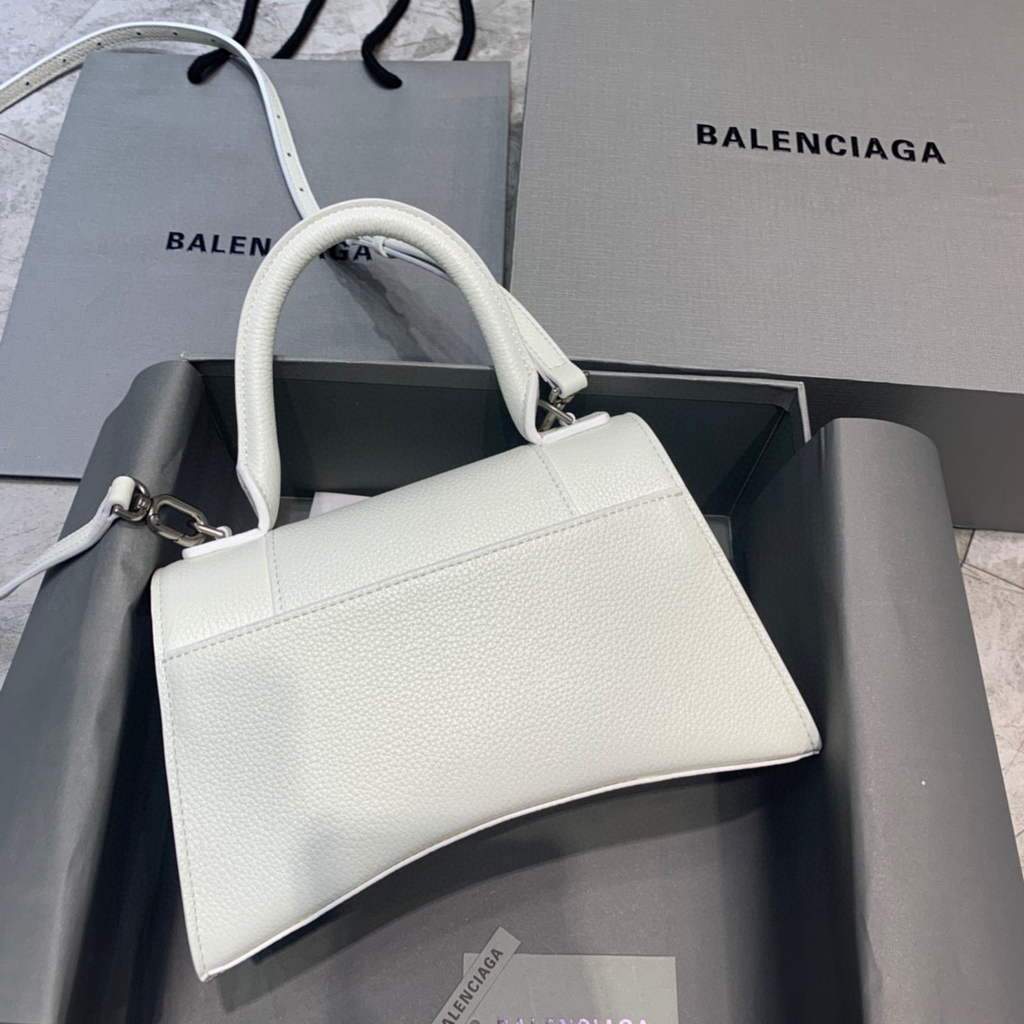 Balenciaga 593546 Hourglas kleiner oberer Griffbeutel weiß