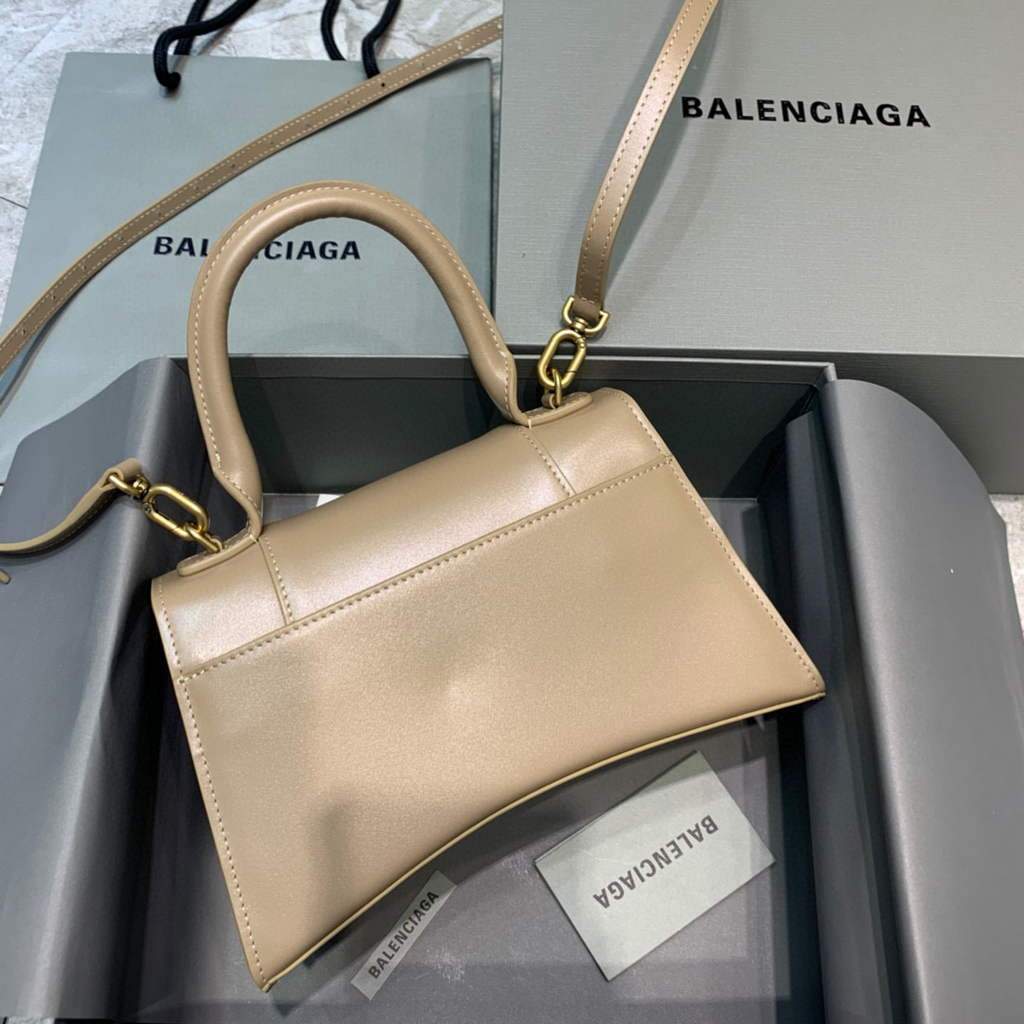 Balenciaga 593546 Hourglas kleiner oberes Griffkalbskalb Beutel Aprikose