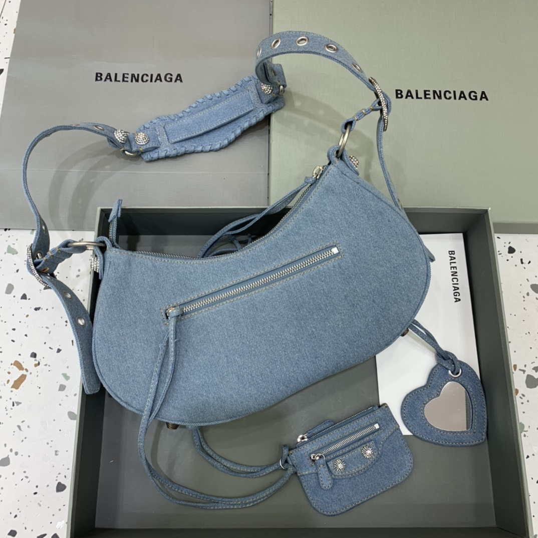 Balenciaga 67130723 Le Cagole kleine Umhängetasche in Denimblau