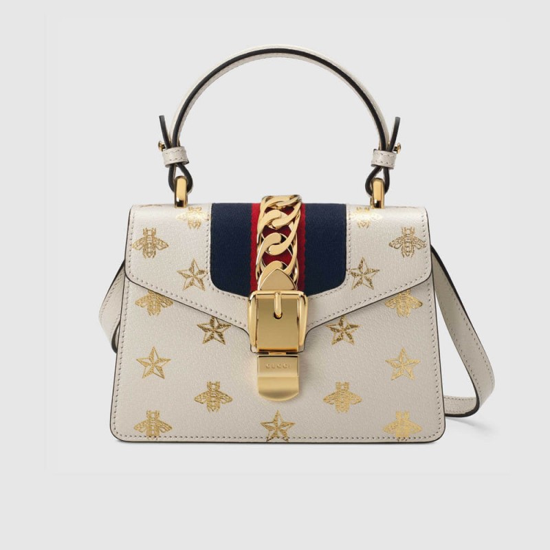 Gucci Sylvie Bee Star Mini Ledertasche 470270