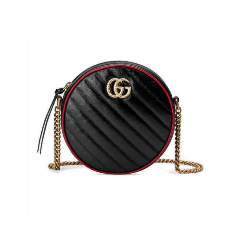 Gucci GG Marmont Mini Round Umhängetasche 550154 Schwarz