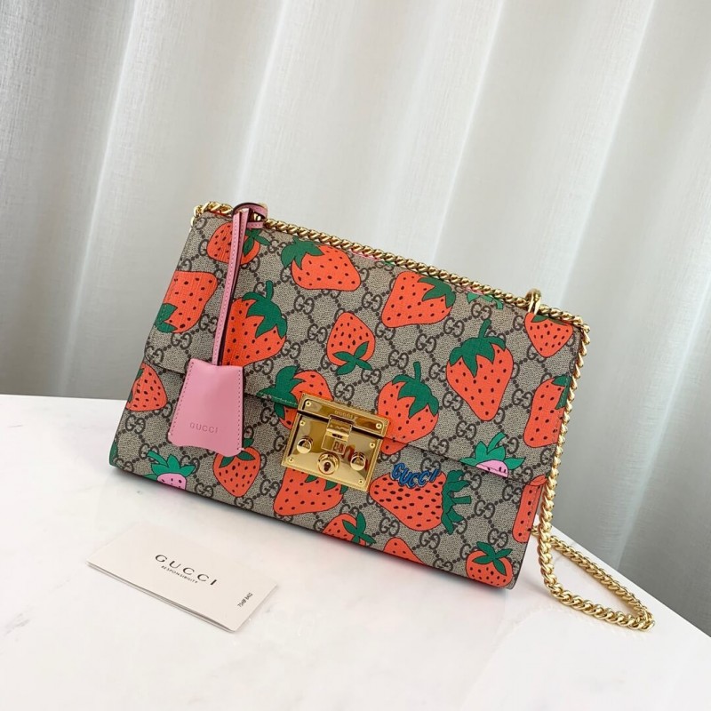 Gucci Padlock GG Erdbeer mittelschwerback 409486