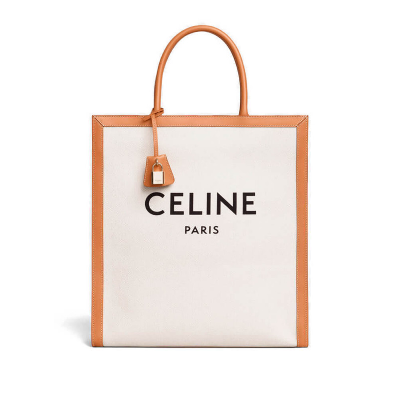 Celine Vertical Cabas Celine in Leinwand mit Celine Druck und Kalbskin 190402