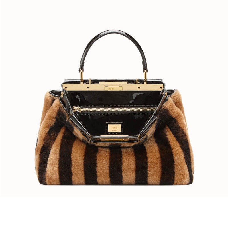 Fendi Peekaboo ikonisch mittelschwarzer Nerzbeutel 8BN290