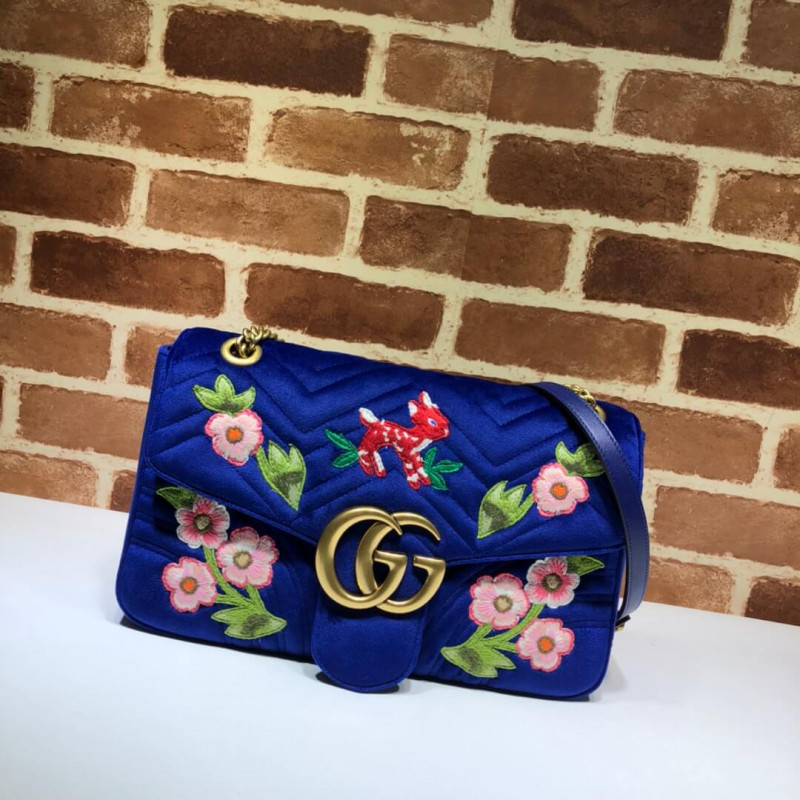 Gucci GG Marmont Velvet kleiner Umhängetasche 443496 Blau