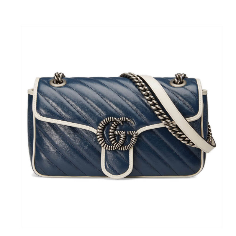 Gucci GG Marmont kleine Umhängetasche 443497 Blau