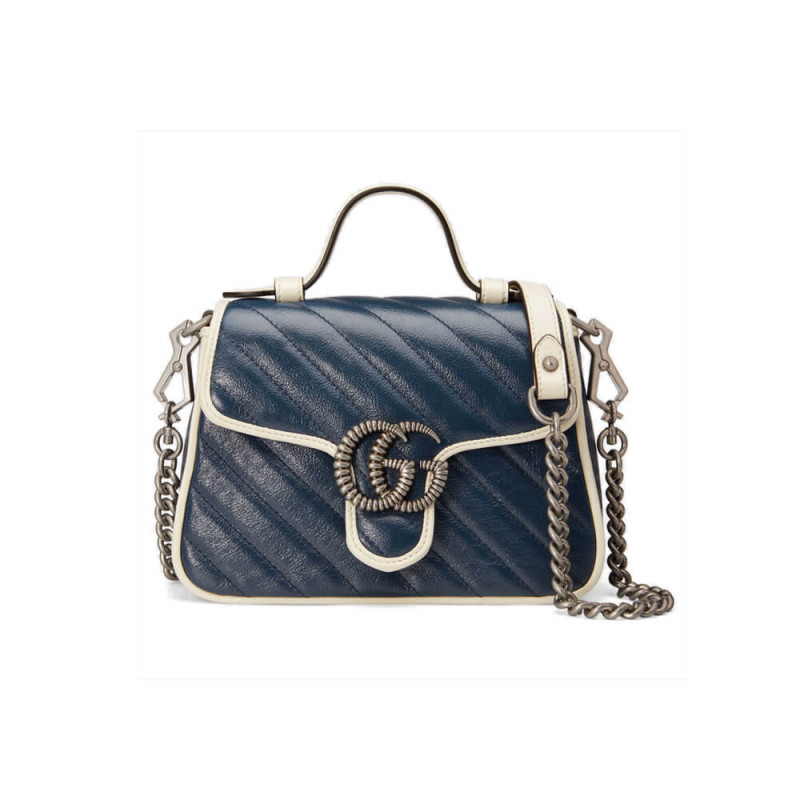 Gucci GG Marmont Mini Top Grifftasche 583571 Blau