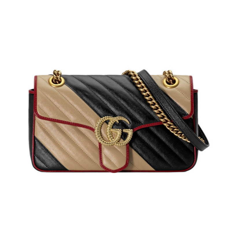 Gucci GG Marmont kleine Umhängetasche 443497 Beige/Schwarz