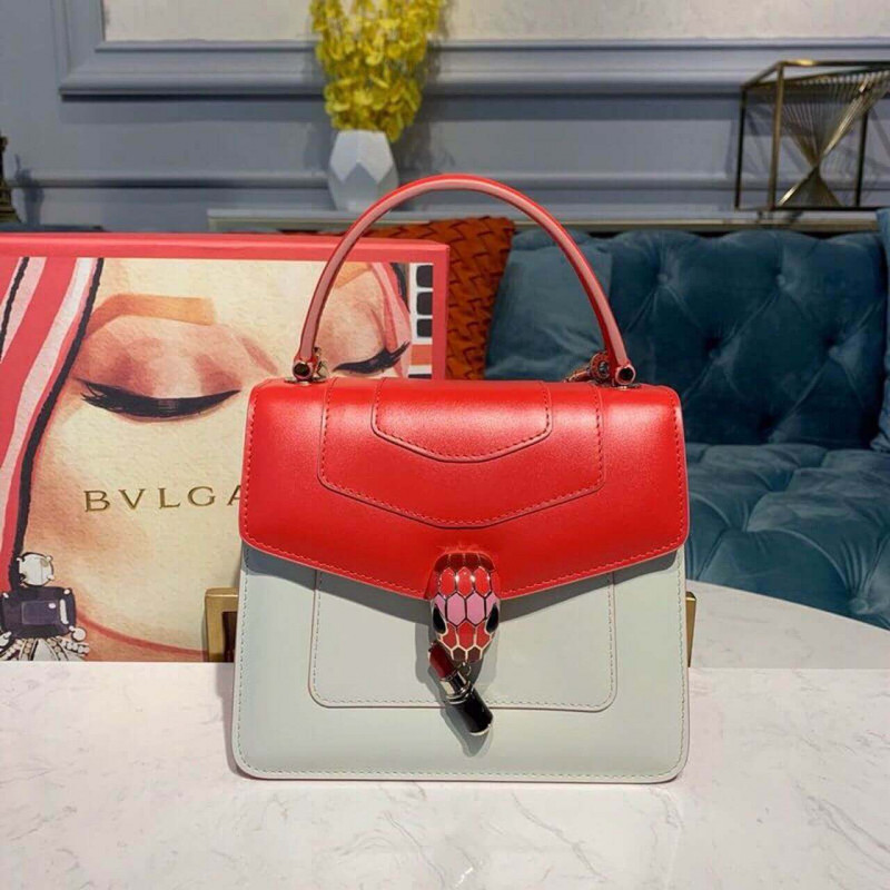 Bvlgari Serpenti Forever Crossbody Top Griff 18 cm 284537 Weiß/Rot