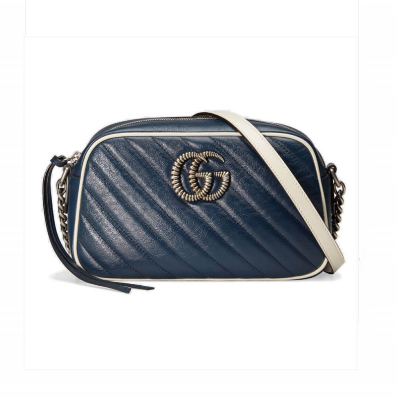 Gucci GG Marmont kleine Umhängetasche 447632 Blau