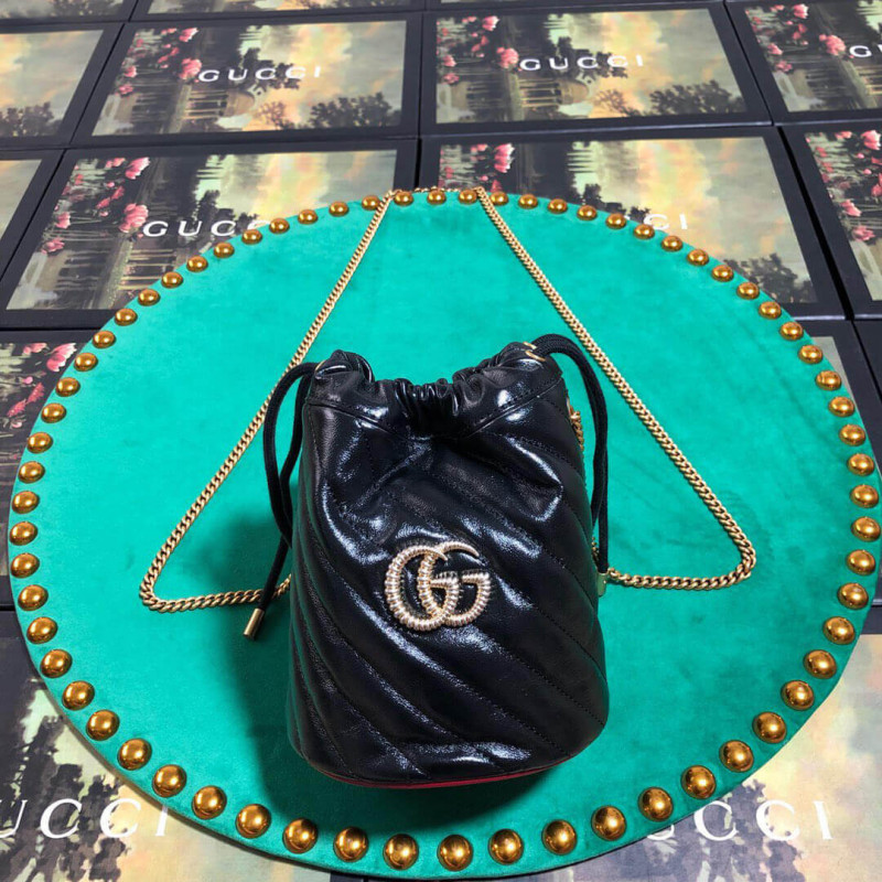 Gucci GG Marmont Mini Eimerbeutel 575163 Schwarz