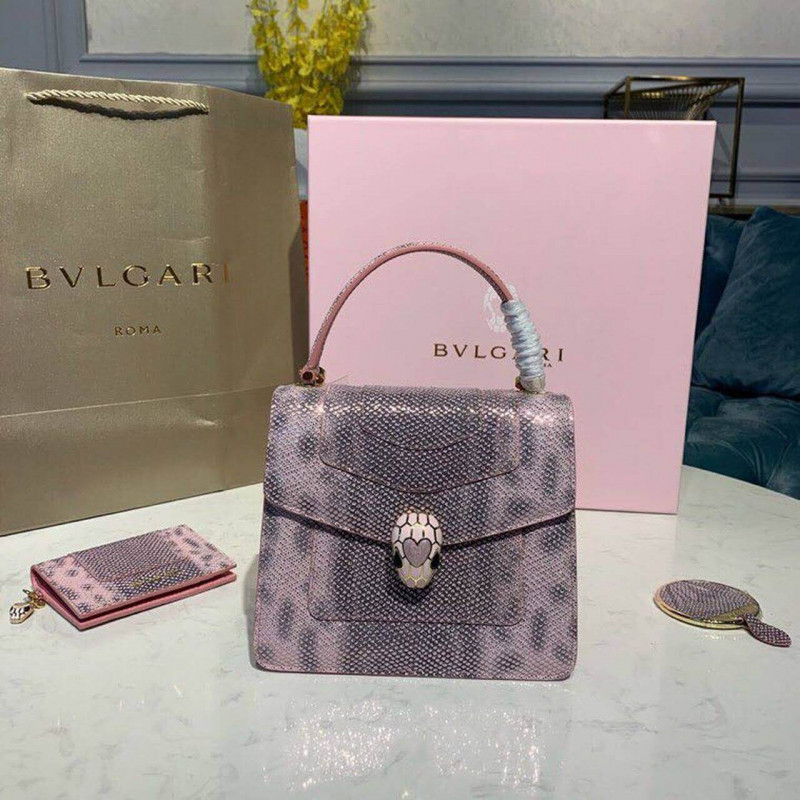 Bvlgari Serpenti Forever Crossbody Top Griff 18 cm in Karung Skin 284537 Pink