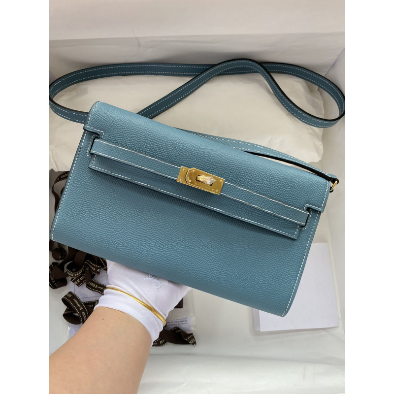 Hermes Kelly Wallet, um WOC 499041 Blau zu gehen