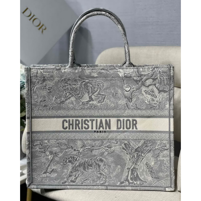 Christian Dior Book tote grau Toile de Jouy Taschen M1286