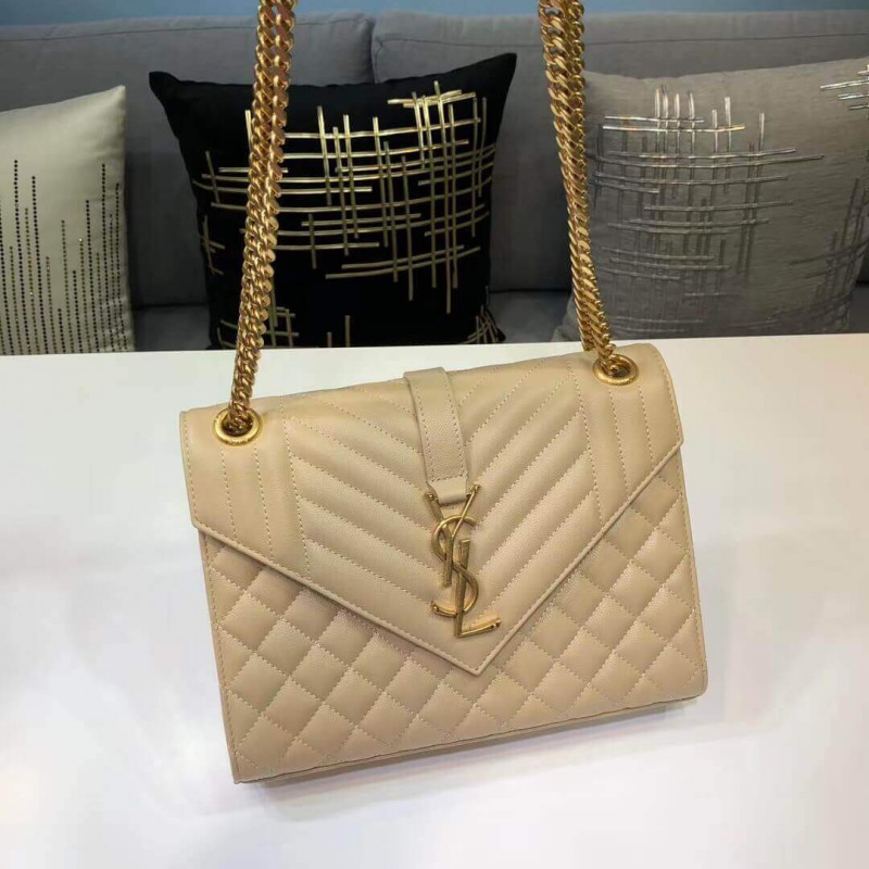 Saint Laurent Getreide Lederumschlag mittelgroße Tasche 487206