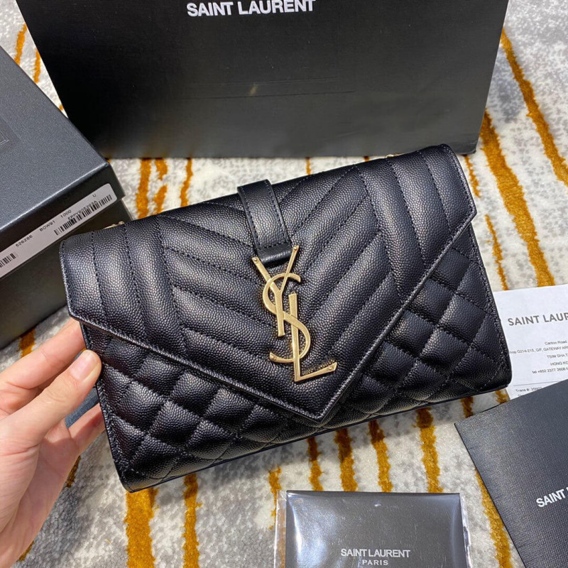 Saint Laurent Grain Lederumschlag kleiner Tasche 526286 Schwarz