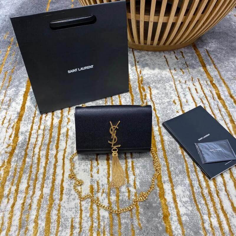 YSL Saint Laurent Kate Small mit Quasten in Getreideleder 474366