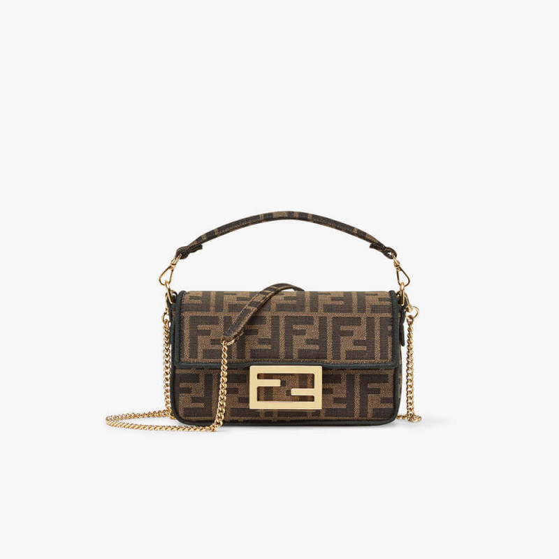 Fendi Mini Taschenuette Tasche in braunem Stoff 8bs017