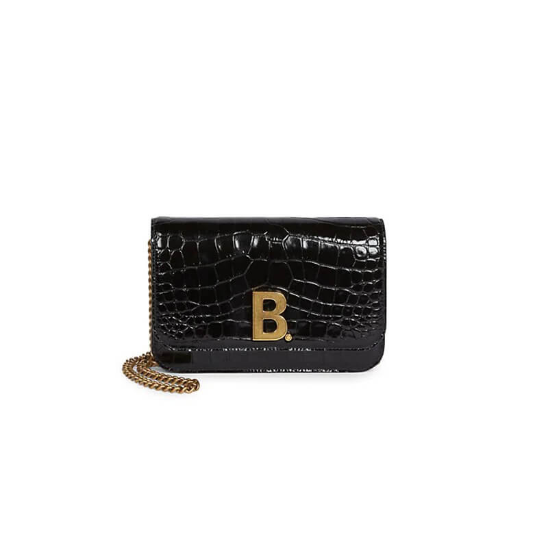 Balenciaga B Croc-Emboss-Brieftasche in der Kette