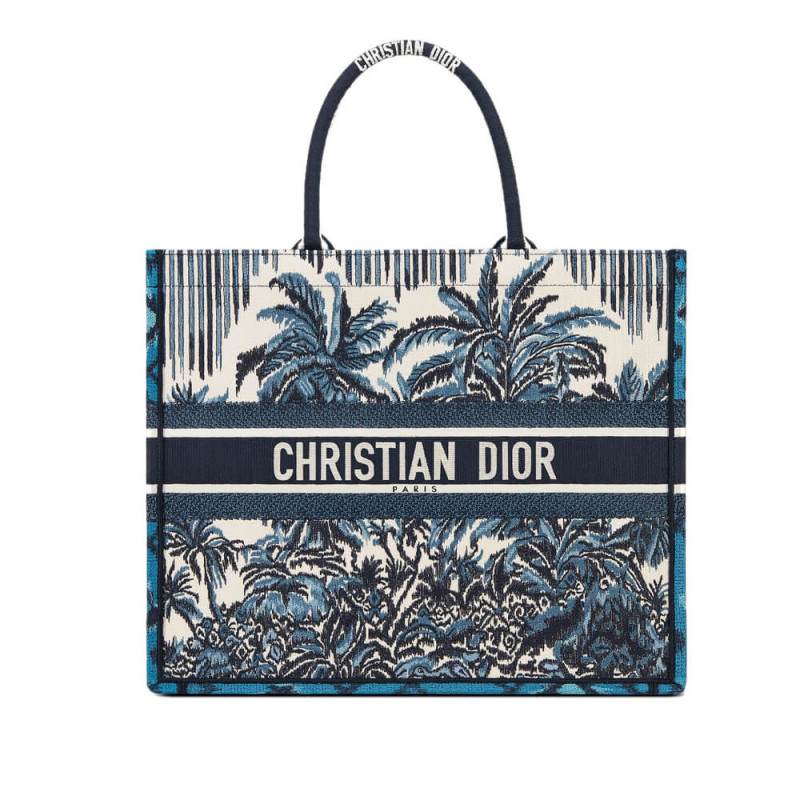 Dior Book Tote in Blue Palms Stickerei M1286