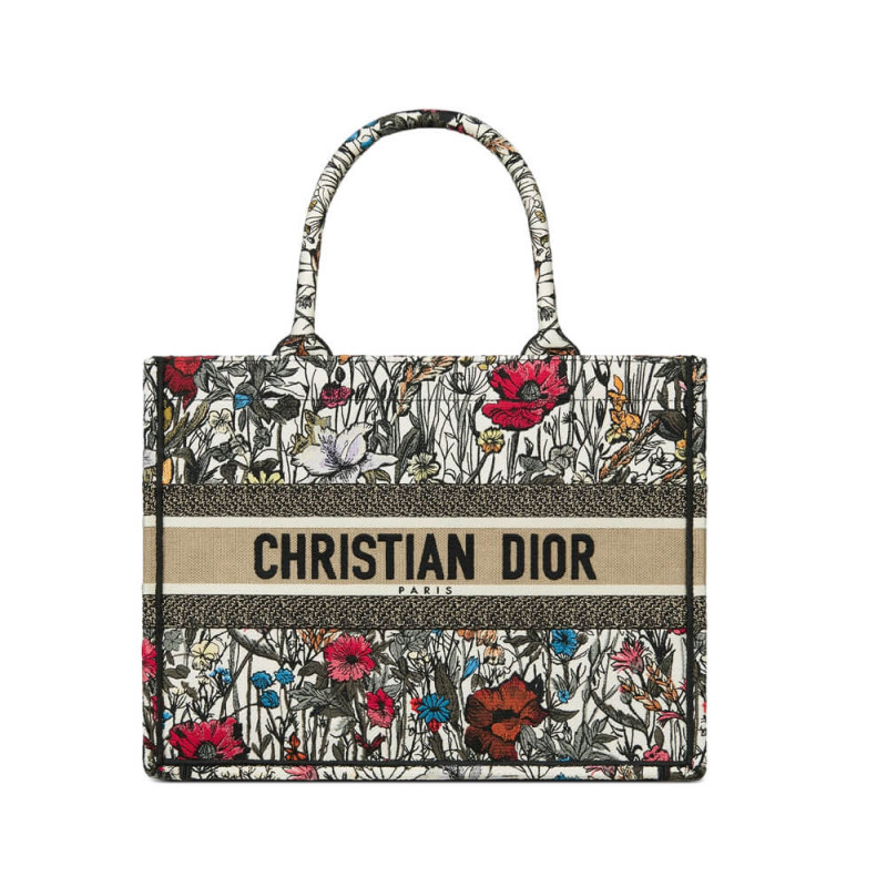 Dior Small Book Tote Multicolor Mille Fleurs Stickerei M1296