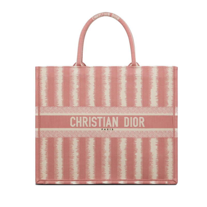 Dior Book Tote Pink D-Stripes Stickerei M1286