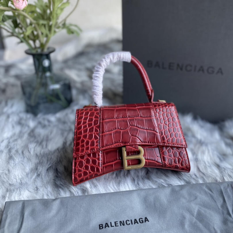 Balenciaga Hourglas XS Croc-Effect Leder Tote