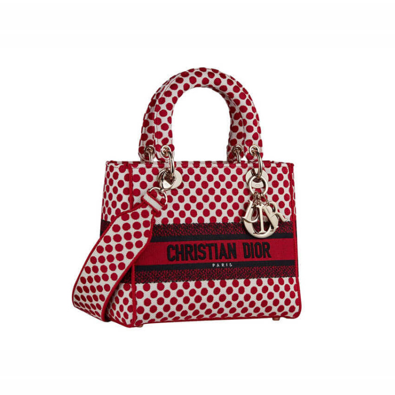 Dior Medium Lady D-Lite Dioramour-Tasche in Punkten Stickerei M0565