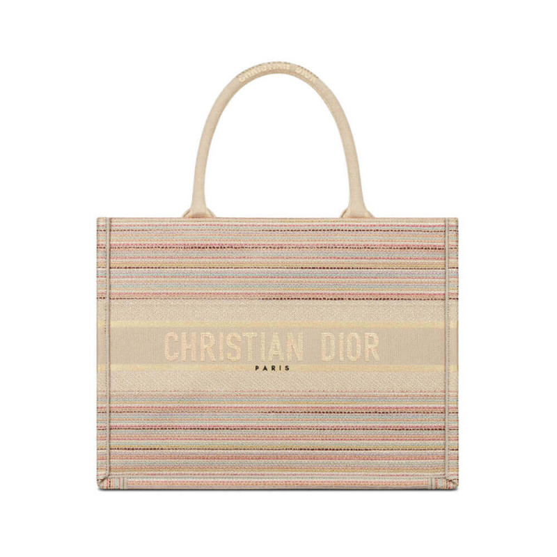 Dior Small Book Tote Multicolor Streifen Stickerei M1296