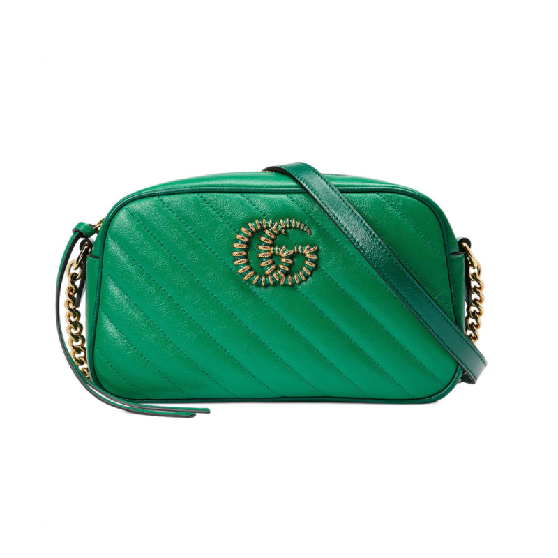 Gucci GG Marmont kleine Umhängetasche 447632 Grün und smaragdgründer Leder